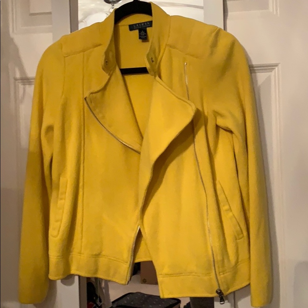 Yellow knit Moto blazer